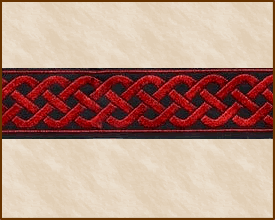 Knotwork (Medium), Jacquard Ribbon Fabric Trim, 13/16 inch, Black - Red